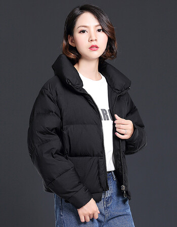 臻道羽绒服女短款2017年冬装新款韩版宽松女装加厚羽绒衣外套潮 黑色 