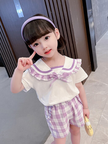 儿童套装女宝宝衣服夏季运动幼中小童夏款1-7岁小女孩休闲短袖t恤裤子