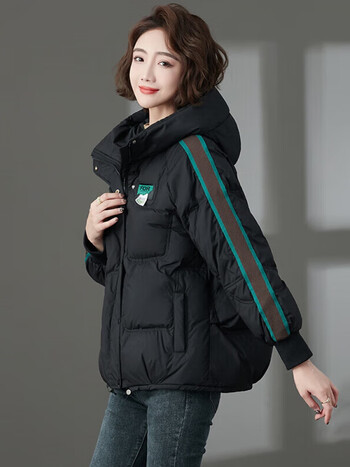 洋客yangke潮牌轻奢短款连帽羽绒服女修身冬季新款休闲小个子白鸭绒