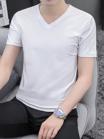 高档品牌男装联名衣服男白小t恤短袖t恤男纯棉上衣白色打底衫潮半袖