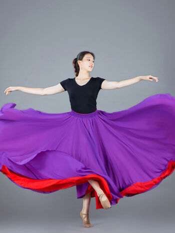 720度大摆双层舞蹈雪纺半身裙女夏广场舞两面穿双面大摆裙女双色8米大