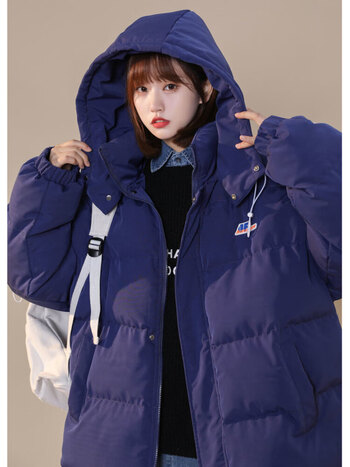 服女款九江羽绒服宽松感小众2022年新款学生显瘦显高蓝色s105斤以下