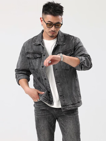 prato lee男士牛仔外套男宽松牛仔衣男潮流男装韩版牛仔夹克男秋季