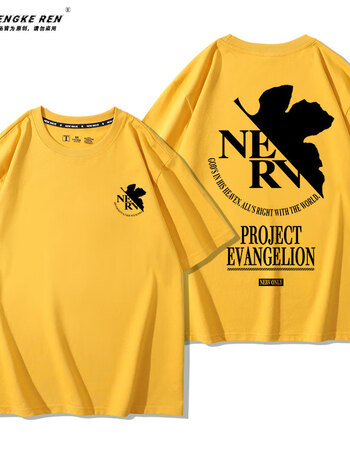 诺嫚娣轲eva联名新世纪福音战士t恤二次元高街男潮牌重磅棉短袖衣服