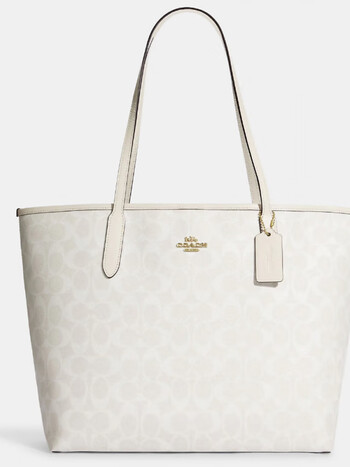 coach蔻驰女包大号手提包单肩包托特包美国直采官方查验白色logoimrff