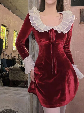 款小个子褶皱仙女裙小众设计高级感别致短裙子女春秋法364酒红色短裙s