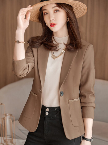 樱芭妮网红小西装外套女春秋新款韩版小个子修身短款高级感休闲西服