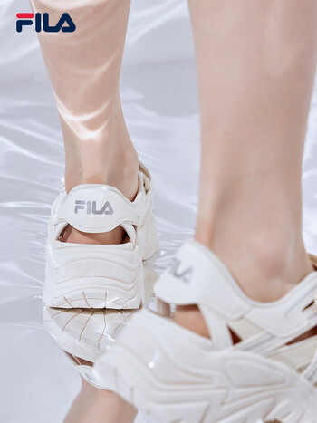 fila斐乐女鞋运动鱼刺凉鞋2022夏季新款运动鞋厚底增高沙滩鞋古白色奶