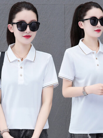 优衣库夏季新款休闲减龄短袖t恤女上衣翻领polo衫官方旗舰网店白色l