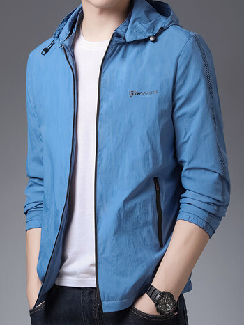 防晒衣夏季防紫外线外套可拆卸帽子中青年防晒服上衣 baoluo-819蓝色