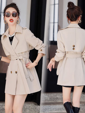 皮尔卡丹风衣外套女2024年春装新款感短款春秋款秋季装小个子休闲遮肉