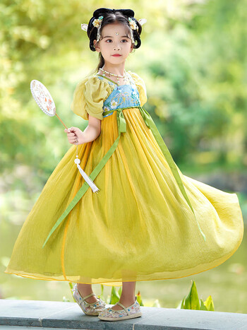 安妮优儿汉服女童夏款中国风2023新款儿童古装超仙襦裙女孩古风连衣裙