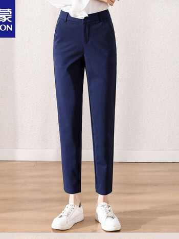 罗蒙官方特价捡漏藏蓝色西裤女职业九分高腰工作2022新款休闲高腰显瘦