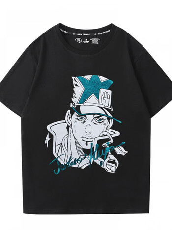 动漫空条徐伦周边衣服印花春秋短袖t恤男女2022 黑色 复古承太郎 s