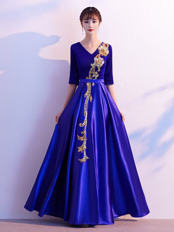 塞德勒大气合唱礼服女长款优雅大学生团体红歌大合唱团比赛演出服女