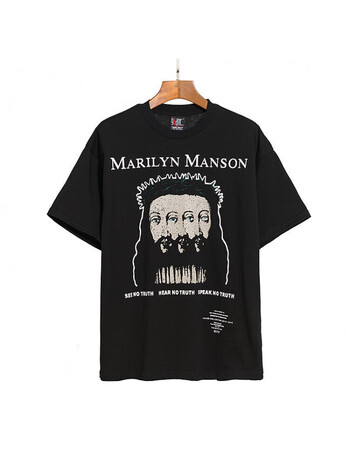 txfogvintage玛丽莲曼森潮牌高街潮流宽松男女短袖t恤黑色xl