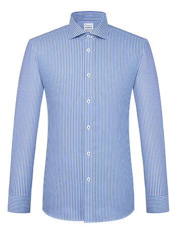 camicissima/恺米切意大利免烫长袖条纹衬衫男 深蓝色修身纯棉衬衣 浅