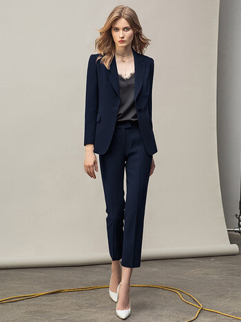 ad2022高端藏青色西装女士修身气质售楼部工作服春新款西服套装工作服