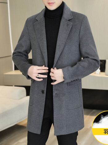 优衣库uniqlo羽绒服内胆双面呢男羊绒西装外套中长款纯羊毛呢子大衣