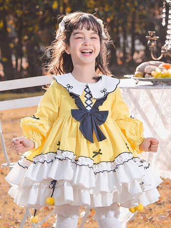 豪鸣仕洛丽塔儿童原创爱心萝莉塔洋装金丝绒超蓬公主裙可爱日常生日