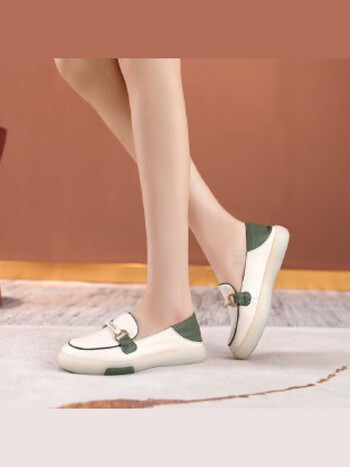 大东女士软皮厚底小白鞋女2024春季新款软底两穿单鞋休闲鞋子女运动鞋