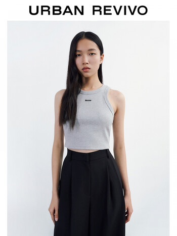 ur2022春季新品女装时尚休闲短款紧身工字背心wv11s4cn2000浅灰s