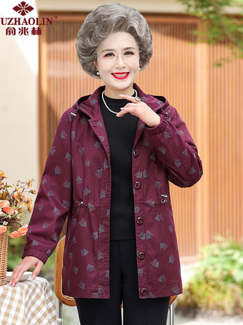 俞兆林中老年人奶奶秋装风衣外套妈妈春秋宽松上衣60岁70老太太衣服