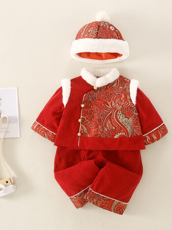 迪士尼新生婴儿周岁礼服衣服冬季过年中式拜年服女宝宝抓周唐装中国风