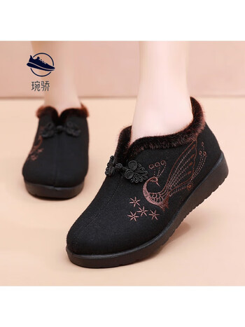 琬骄老人鞋老北京布鞋女棉鞋冬季加绒老年人妈妈鞋老太太冬天保暖奶奶