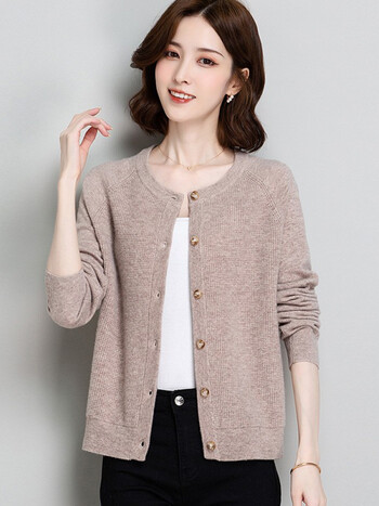 女春秋2022年新款女士外搭披肩上衣中年春秋季时尚毛衣外套驼色3xl