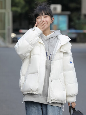 拉夏贝尔高端时尚气质百搭modernstudio设计感白色羽绒服女秋冬新款