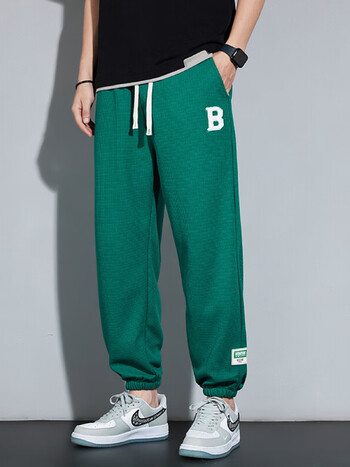 优衣裤官方旗舰店男士休闲裤春秋季薄宽松直筒韩版潮流百搭学生长绿色