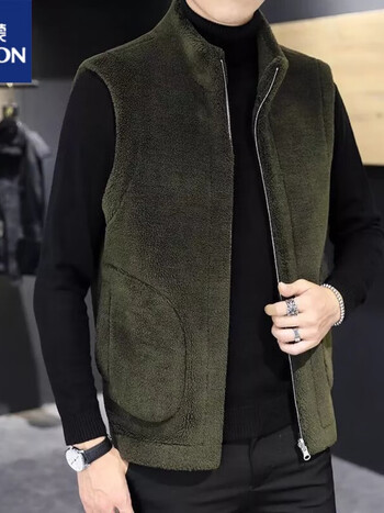 罗蒙(romon)双面穿颗粒绒马甲男保暖羊羔绒男士潮流外套中青年秋冬季