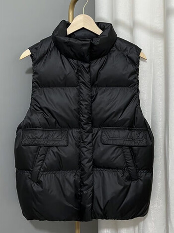 鸢浅高档网红马甲女外穿冬季新款洋气流行时尚外套羽绒服黑色s80120斤