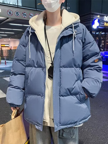 极漠2022冬季连帽棉服男韩版潮流穿搭帅气休闲假两件外套ins加厚棉衣