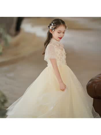 品牌女童公主裙蓬蓬纱儿童主持人走秀晚礼服小女孩花童钢琴演出服高端