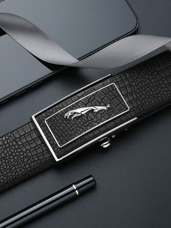 捷豹jaguar男士皮带轻奢头层牛皮自动扣真皮腰带男朋友老公情人节生日