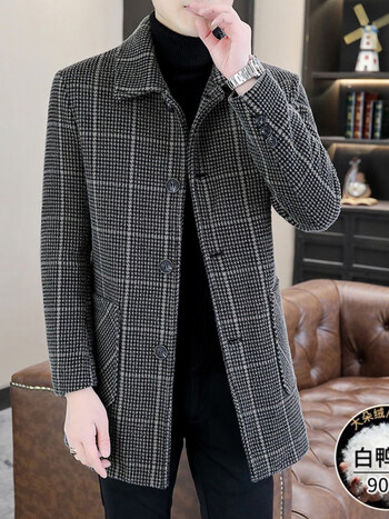 男大衣咖色l>优衣库(uniqlo)男士毛呢羽绒风衣冬季新款修身羽绒呢子