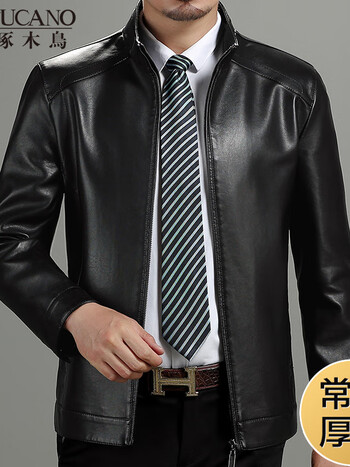 皮衣男士皮夹克秋冬季加厚加绒中老年爸爸装绵羊皮软东北零下10度可穿