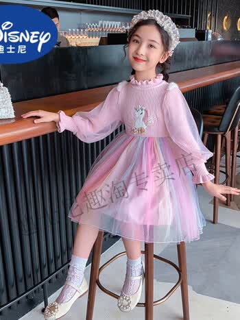 女童加绒连衣裙秋冬小马宝莉裙子针织女孩冬季洋气儿童大童公主裙粉红