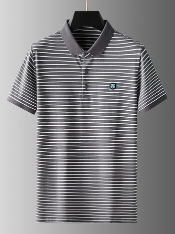 老爷车夏季丝光棉条纹翻领polo衫男短袖上衣修身潮流休闲商务半袖保罗