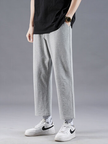 近缘八分裤男生夏季薄款直筒宽松阔腿裤潮流百搭休闲抽绳青少年高中