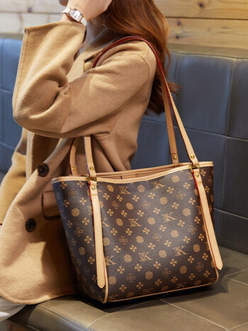 托特包2022新款时尚中古包单肩斜挎腋下包女友生日礼物咖啡色xlvck588