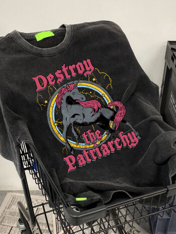 复古hiphop炸街潮牌短袖t恤男女夏季嘻哈高街上衣潮 黑色【独角兽】