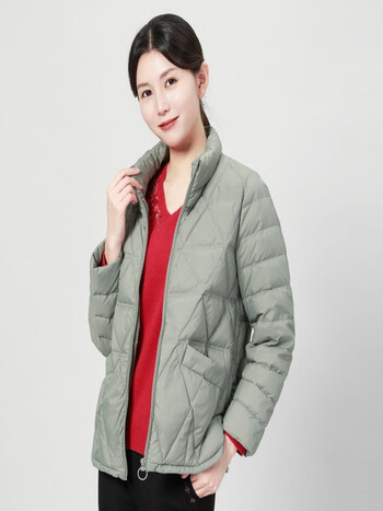 老美华2022冬季新款外套女鸭绒短款宽松加厚保暖羽绒服 绿色 xxxl