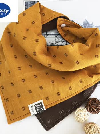 gduckkids潮款纯棉男女宝宝肤春秋幼儿童韩版三角巾围巾方巾长款洋气