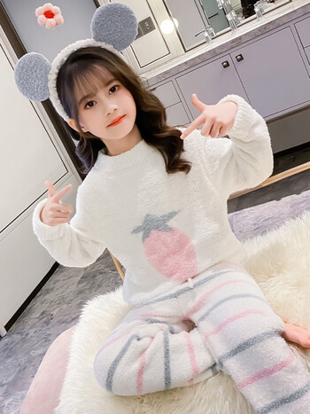 cardin)女童睡衣秋冬款加厚3~14岁穿公主珊瑚绒儿童家居服套装女孩