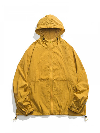 tyburnnted日系轻薄皮肤衣夏季户外泼水连帽晒衣黄色l