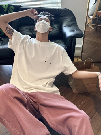 维络斯wengna夏季新款欧美风缝线短袖t恤男ins纯色百搭上衣t白色m