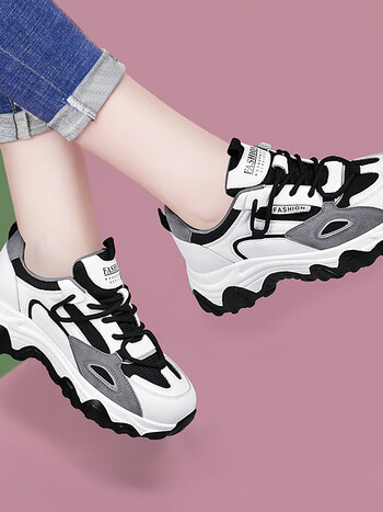 他她奥伦老爹鞋女新款女鞋旅游鞋子棉鞋熊猫鞋女款运动鞋 58309黑色